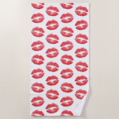 Rode lippen, patroon van lippen, rode lippenstift, strandlaken (Voorkant)