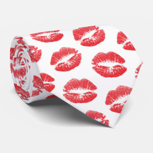 Rode lippen, patroon van lippen, rode lippenstift, stropdas