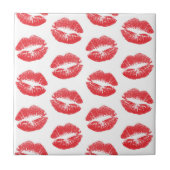 Rode lippen, patroon van lippen, rode lippenstift, tegeltje (Voorkant)