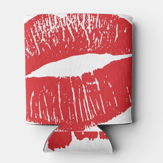  rode lippen print illustratie blikjeskoeler (Achterkant)