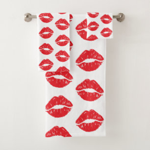 Rode lippen, rode lippenstift, kus, patroon van li bad handdoek
