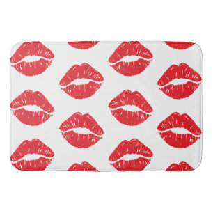 Rode lippen, rode lippenstift, kus, patroon van li badmat
