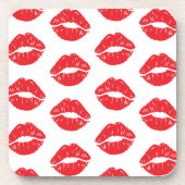 Rode lippen, rode lippenstift, kus, patroon van li bier onderzetter (Voorkant)