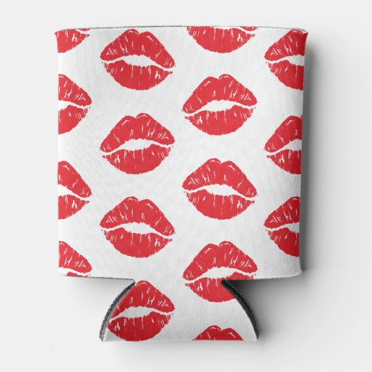 Rode lippen, rode lippenstift, kus, patroon van li blikjeskoeler (Voorkant)