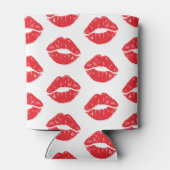 Rode lippen, rode lippenstift, kus, patroon van li blikjeskoeler (Achterkant)