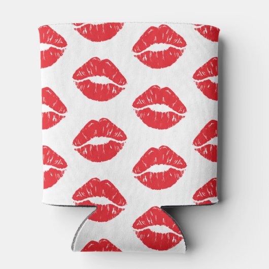 Rode lippen, rode lippenstift, kus, patroon van li blikjeskoeler (Achterkant)