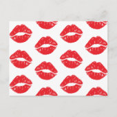 Rode lippen, rode lippenstift, kus, patroon van li briefkaart (Voorkant)