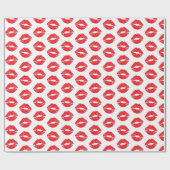 Rode lippen, rode lippenstift, kus, patroon van li cadeaupapier (Vlak)