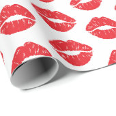 Rode lippen, rode lippenstift, kus, patroon van li cadeaupapier (Rol Hoek)