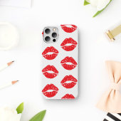Rode lippen, rode lippenstift, kus, patroon van li Case-Mate iPhone case