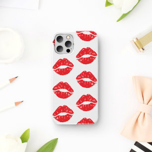 Rode lippen, rode lippenstift, kus, patroon van li Case-Mate iPhone case