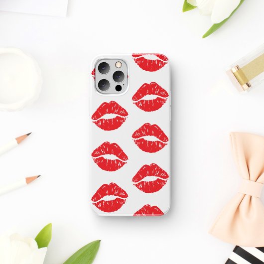 Rode lippen, rode lippenstift, kus, patroon van li Case-Mate iPhone case