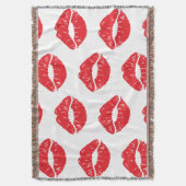 Rode lippen, rode lippenstift, kus, patroon van li deken (Voorkant Verticaal)