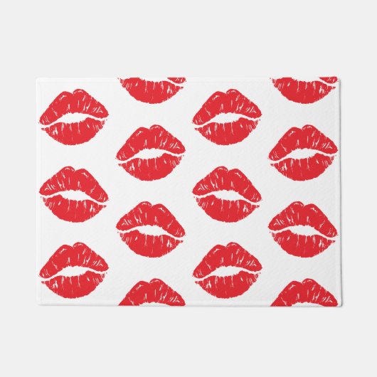 Rode lippen, rode lippenstift, kus, patroon van li deurmat (Voorkant)