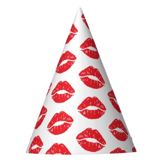 Rode lippen, rode lippenstift, kus, patroon van li feesthoedjes (Voorkant)