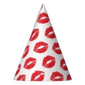 Rode lippen, rode lippenstift, kus, patroon van li feesthoedjes (Links)