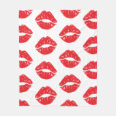 Rode lippen, rode lippenstift, kus, patroon van li fleece deken (Voorkant)
