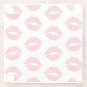 Rode lippen, rode lippenstift, kus, patroon van li glazen onderzetter (Achterkant)