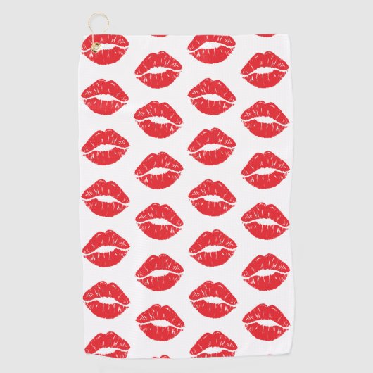 Rode lippen, rode lippenstift, kus, patroon van li golfhanddoek (Voorkant)