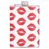 Rode lippen, rode lippenstift, kus, patroon van li heupfles (Voorkant)