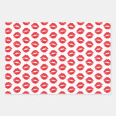 Rode lippen, rode lippenstift, kus, patroon van li inpakpapier vel (Voorkant 3)
