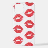Rode lippen, rode lippenstift, kus, patroon van li iPhone hoesje (Achterkant)