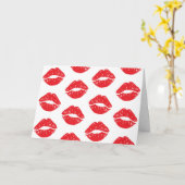 Rode lippen, rode lippenstift, kus, patroon van li kaart (Gele Bloem)