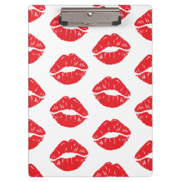 Rode lippen, rode lippenstift, kus, patroon van li klembord
