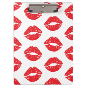 Rode lippen, rode lippenstift, kus, patroon van li klembord