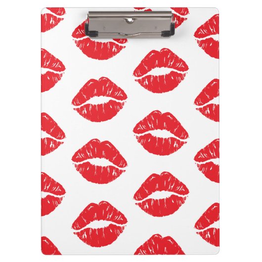 Rode lippen, rode lippenstift, kus, patroon van li klembord (Voorkant)