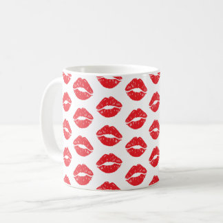 Rode lippen, rode lippenstift, kus, patroon van li koffiemok
