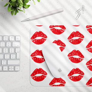 Rode lippen, rode lippenstift, kus, patroon van li muismat