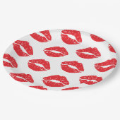 Rode lippen, rode lippenstift, kus, patroon van li papieren bordje (Gekanteld)