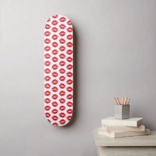 Rode lippen, rode lippenstift, kus, patroon van li persoonlijk skateboard