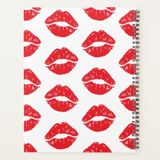 Rode lippen, rode lippenstift, kus, patroon van li planner (Achterkant)