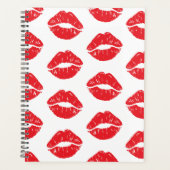 Rode lippen, rode lippenstift, kus, patroon van li planner (Voorkant)