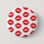 Rode lippen, rode lippenstift, kus, patroon van li ronde button 5,7 cm (Voorkant)