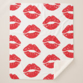 Rode lippen, rode lippenstift, kus, patroon van li sherpa deken (Voorkant)