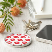 Rode lippen, rode lippenstift, kus, patroon van li sleutelhanger (Zijkant)