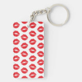 Rode lippen, rode lippenstift, kus, patroon van li sleutelhanger (achterkant)