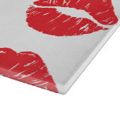 Rode lippen, rode lippenstift, kus, patroon van li snijplank (Hoek)