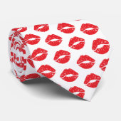 Rode lippen, rode lippenstift, kus, patroon van li stropdas (Opgerold)