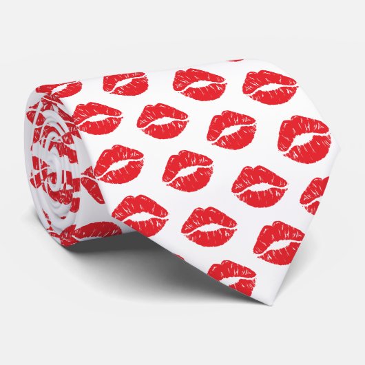 Rode lippen, rode lippenstift, kus, patroon van li stropdas (Opgerold)