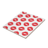 Rode lippen, rode lippenstift, kus, patroon van li tegeltje (Zijkant)