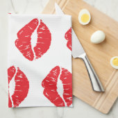 Rode lippen, rode lippenstift, kus, patroon van li theedoek (Quarter Fold)