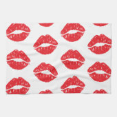Rode lippen, rode lippenstift, kus, patroon van li theedoek (Horizontaal)