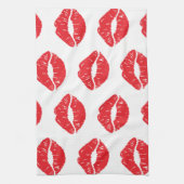 Rode lippen, rode lippenstift, kus, patroon van li theedoek (Verticaal)
