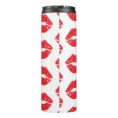 Rode lippen, rode lippenstift, kus, patroon van li thermosbeker (Achterkant)