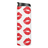 Rode lippen, rode lippenstift, kus, patroon van li thermosbeker (Geroteerd rechts)