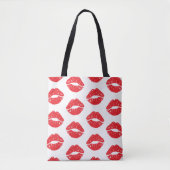 Rode lippen, rode lippenstift, kus, patroon van li tote bag (Voorkant)